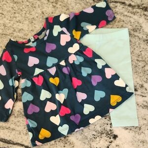 Heart Patterned Dress with Leggings